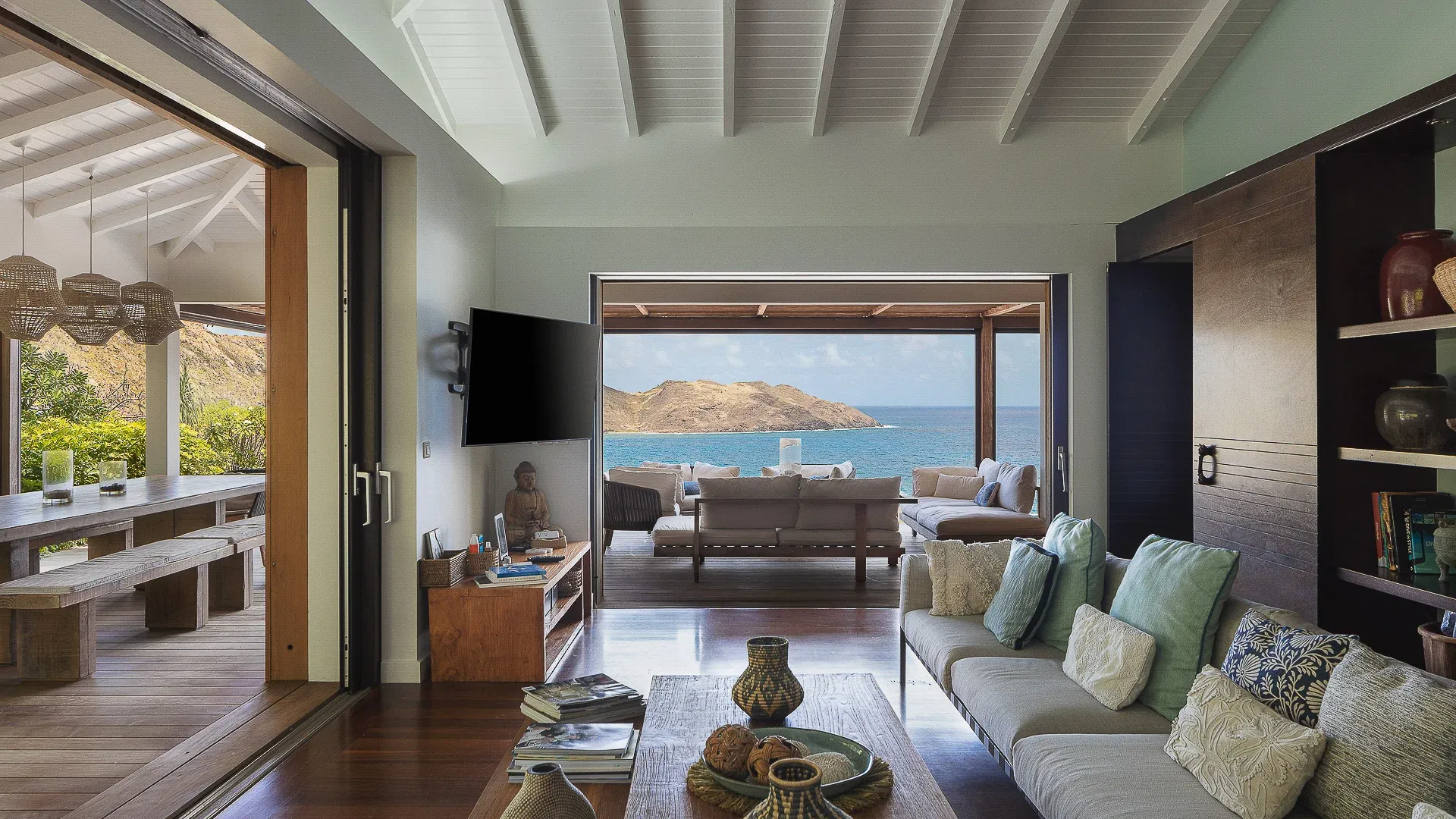Amancaya — interior living spaces — luxury villa in St Barts