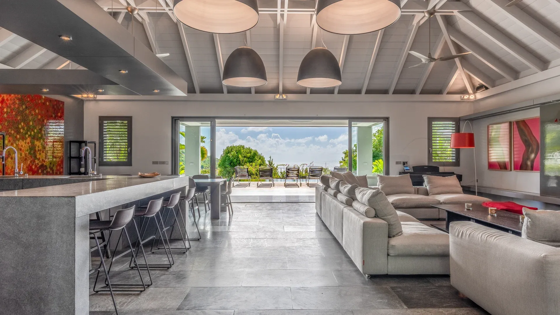 Angel — interior living spaces — luxury villa in St Barts